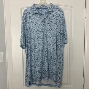 johnnie-O Blue Micro Floral Polo